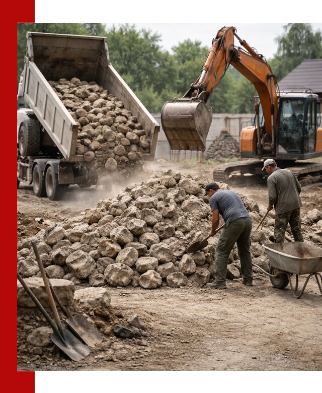 Доставка и разгрузка бутового камня в Рассказове