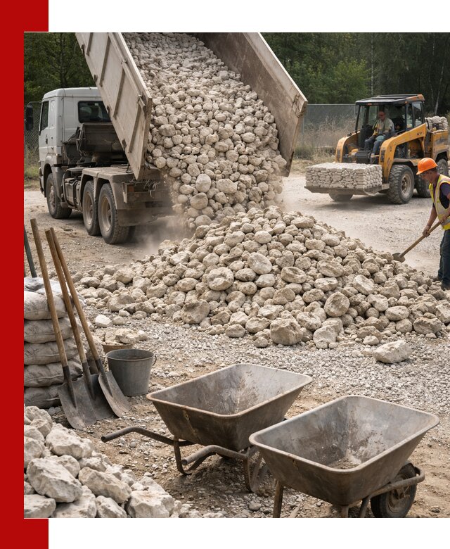 Доставка и продажа бутового известнякового камня в Рассказове