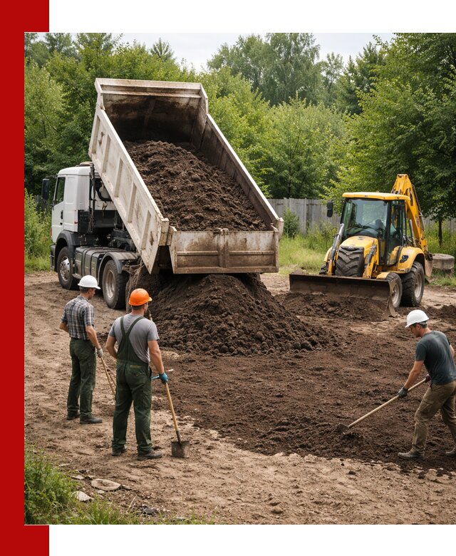 Доставка и укладка грунта для выравнивания участка в Рассказове