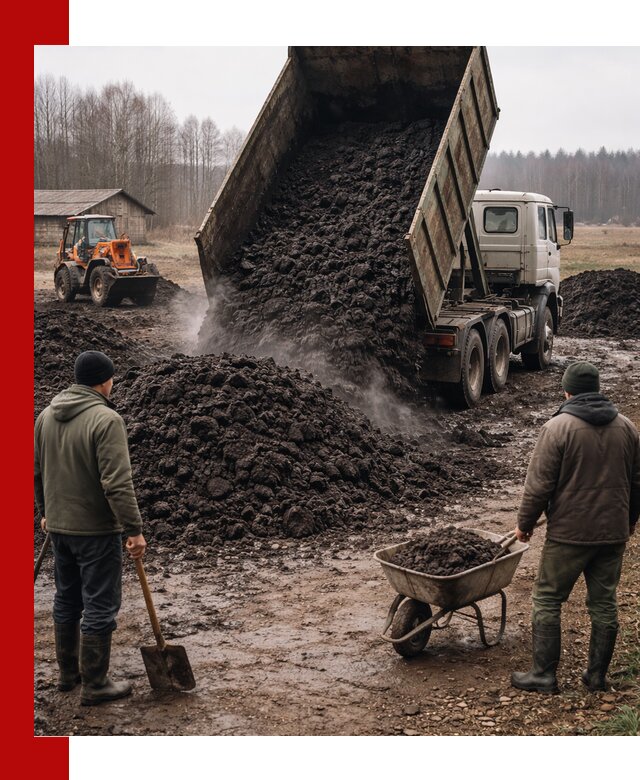 Доставка низинного торфа с разгрузкой и доставкой в Рассказове