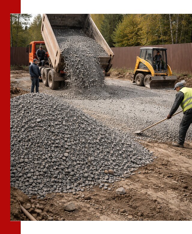 Отсыпка участка щебнем с доставкой и уплотнением в Рассказове